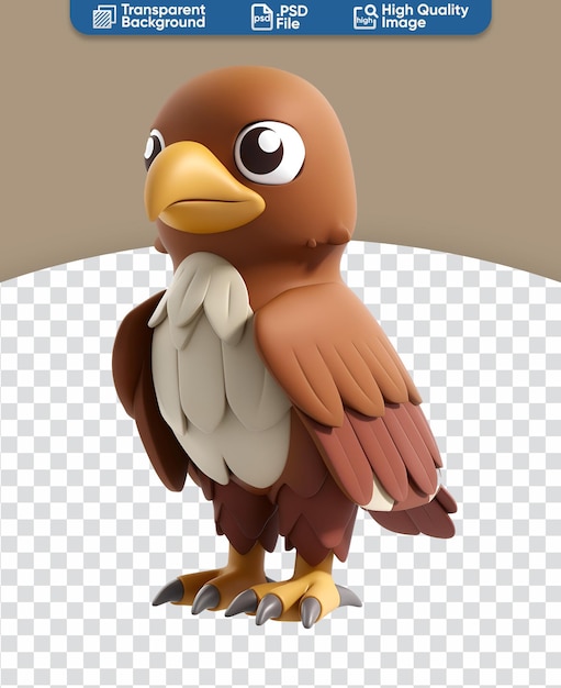 3D Cartoon Render of a Cute Brown Eagle A Chibi Animal Illustration