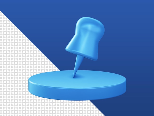 3d cartoon render glossy pin icons with podium for UI UX web mobile apps designs