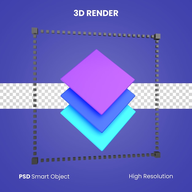 3d cartoon stack paper or layer icon render isolated