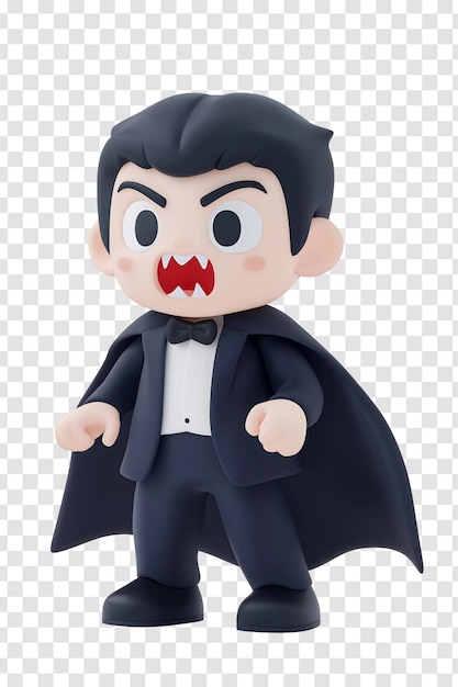 3D Cartoon Vampire Character with Fangs and Cape in Halloween Theme