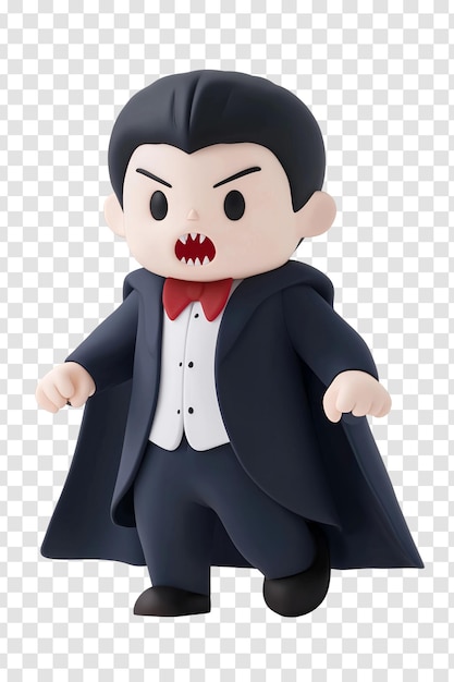 3D Cartoon Vampire Character with Fangs and Cape in Halloween Theme