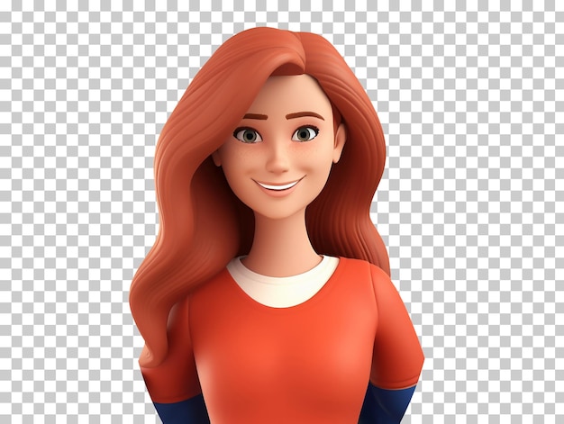 3d cartoon woman smiling portrait isolated on transparent background png psd