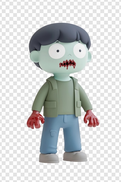 PSD 3d cartoon zombie character with halloweenthemed design