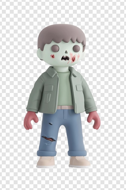 PSD 3d cartoon zombie character with halloweenthemed design