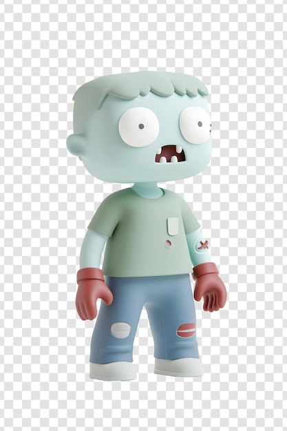 3D Cartoon Zombie Character with HalloweenThemed Design