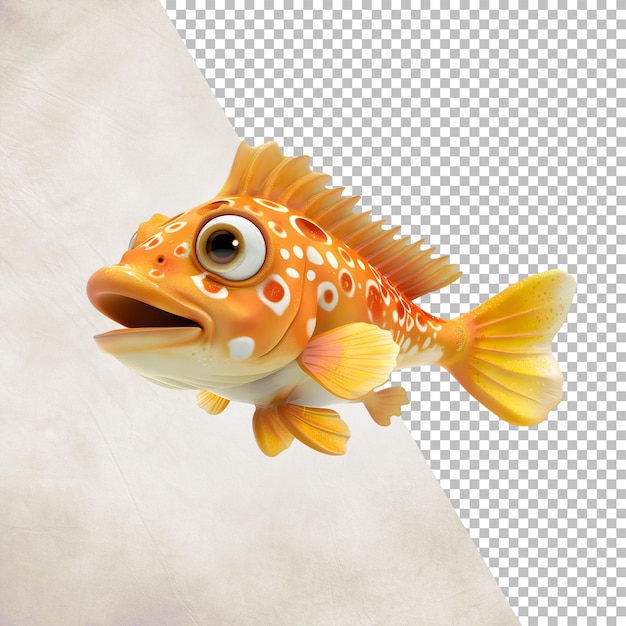 3d cartoonish fish Isolated on transparent background