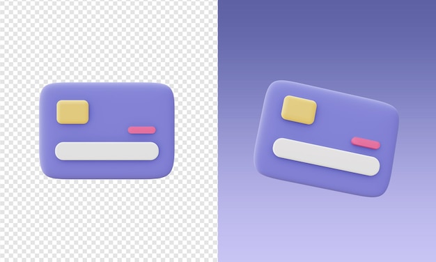 3d cartoony render simple credit card icons for UI UX web mobile apps social media designs