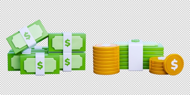 3d cash money dollar icon isolated