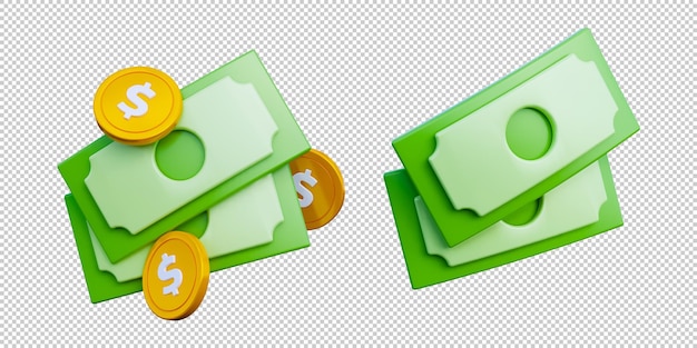 3d cash money dollar icon isolated