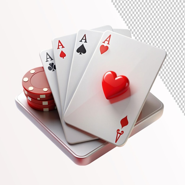 3d casino card design on transparent background