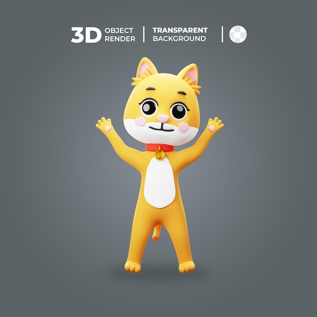 3D Cat Cartoon Character Happy