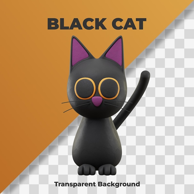 3d Cat Icon Halloween Illustration