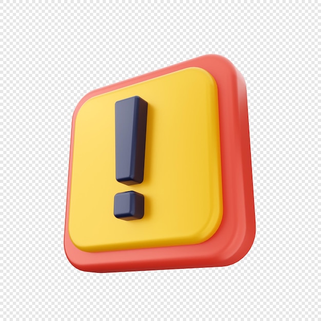 PSD 3d caution warning alert sign icon illustration render