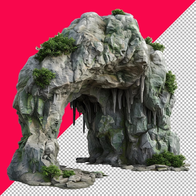 3D Cave on Transparent Background PNG PSD