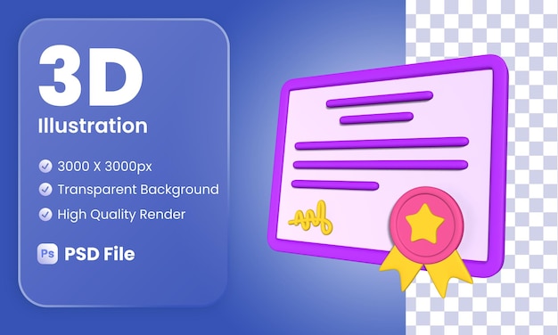 3D Certificate Illustration Side View