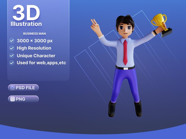 3D Character business man gets an award