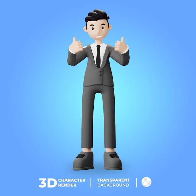 3D Character Business Man Thumbs Up