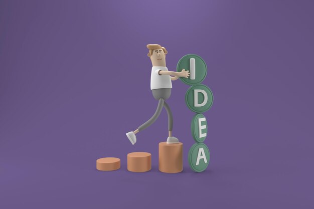 PSD 3d character business people with new ideas looking for financial support and opportunities