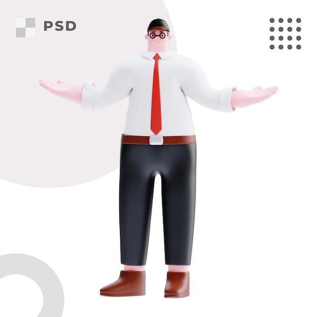 3d character of Businessman with wide open arms