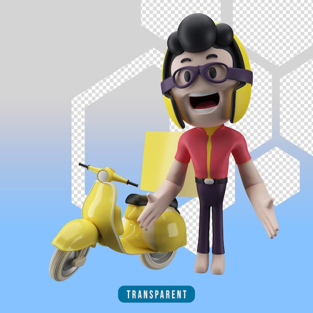 3d character courier and scooter