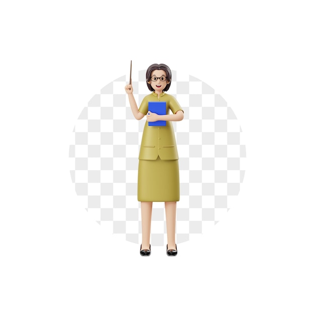 3D Character FEmale Teacher With Pointer