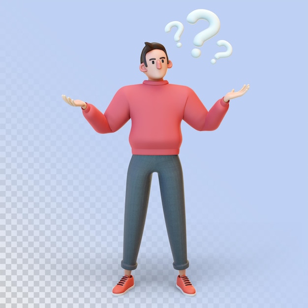 3D character guy social media and internet illustration 3D render cartoon