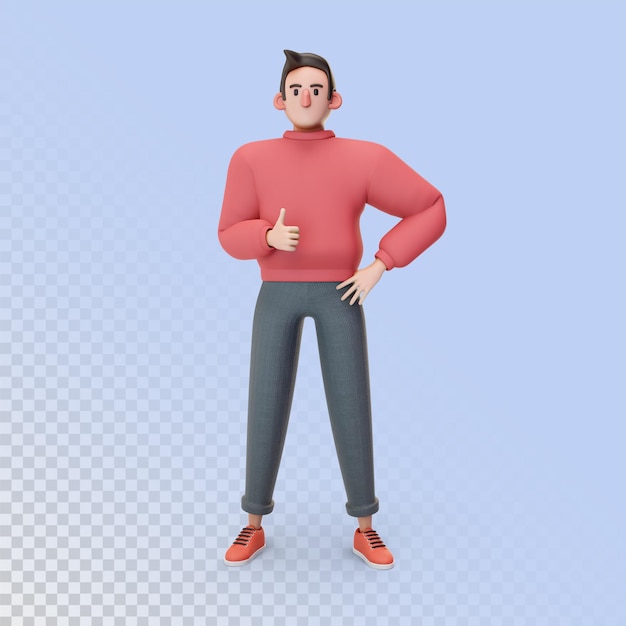 3D character guy social media and internet illustration 3D render cartoon