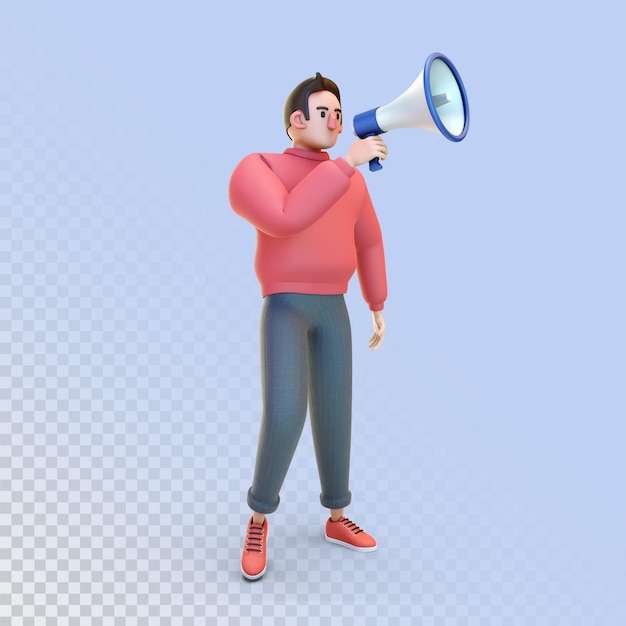 3D character guy social media and internet illustration 3D render cartoon