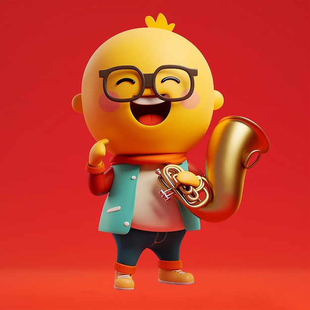 3D character icon of a fullbody character playing a tuba celebrating World Music Day