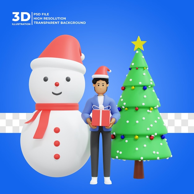 3d character illustration celebrating christmas Premium Psd