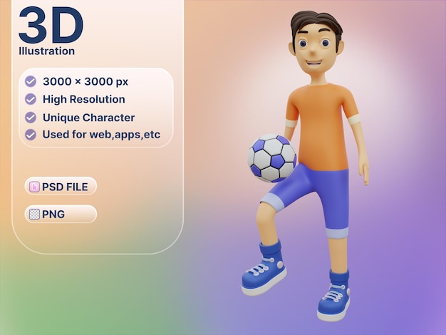 3D Character is playing football