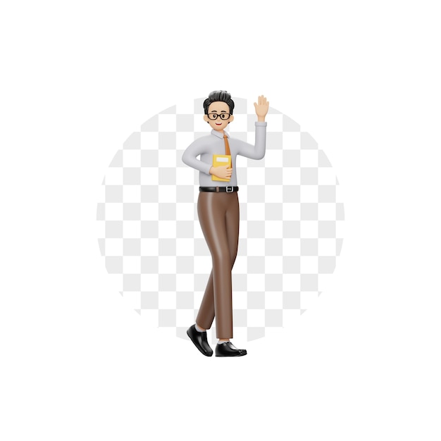 3D Character Male Teacher Raise Hand