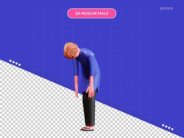 3d character muslim male with blue clothes failure