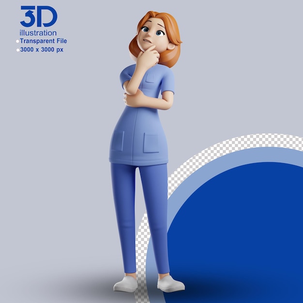 3D Character Nurse 3D illustration cartoon character PNG Images