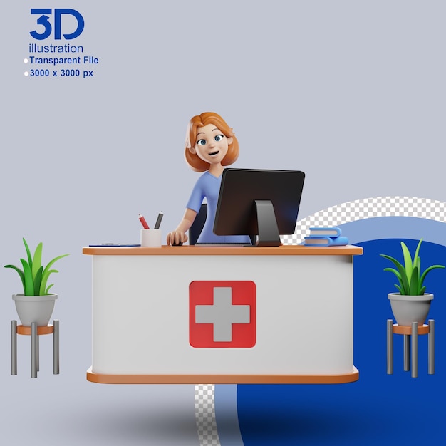 3D Character Nurse 3D illustration cartoon character PNG Images