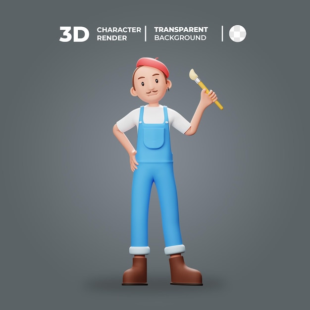 3D Character painting Artist standing