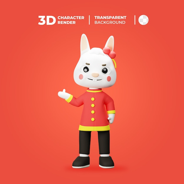 3D Character Rabbit New Year Pointing