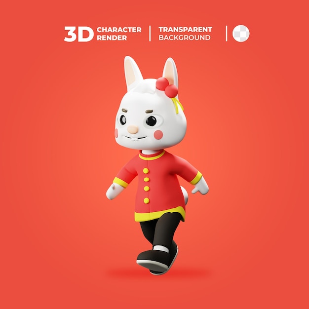 3D Character Rabbit New Year Running