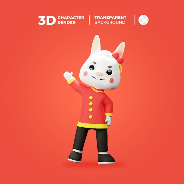 3D Character Rabbit New Year Say Hello