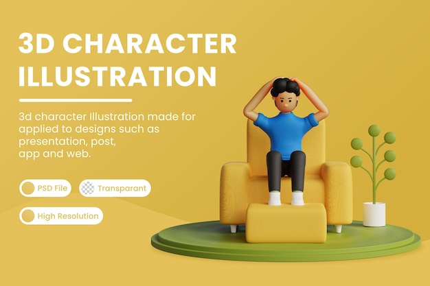 3d characters are confused and dizzy Premium Psd