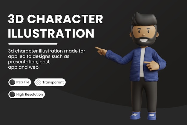 3d characters are showing the direction of the location Premium Psd