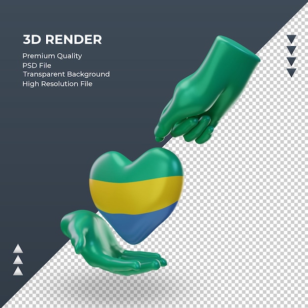 3d charity day Gabon flag rendering right view