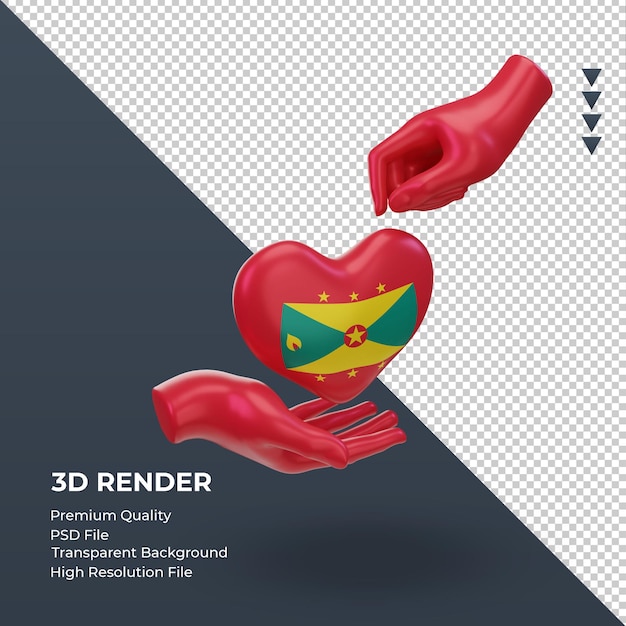 3d charity day Grenada flag rendering left view