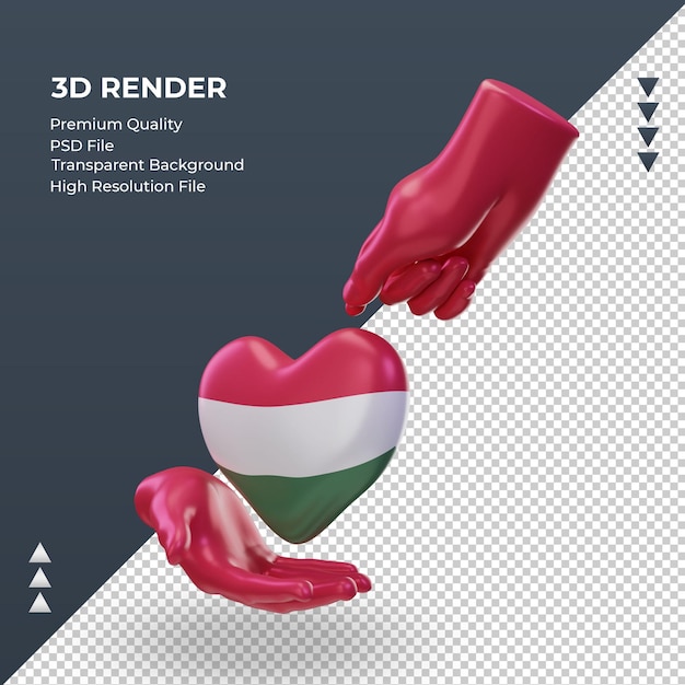 3d charity day Hungary flag rendering right view