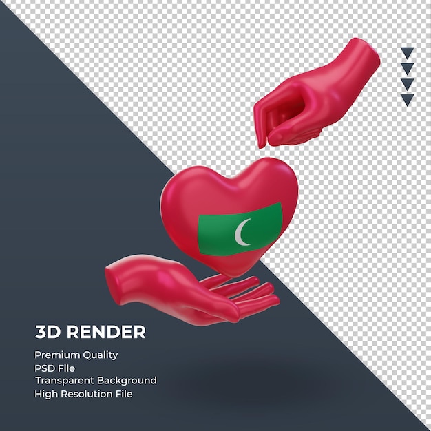 3d charity day Maldives flag rendering left view