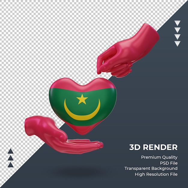 3d charity day Mauritania flag rendering front view