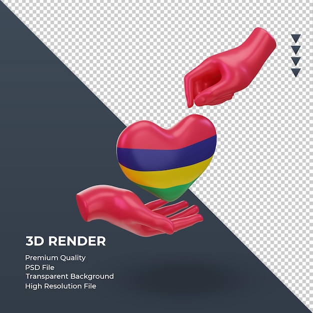 3d charity day Mauritius flag rendering left view