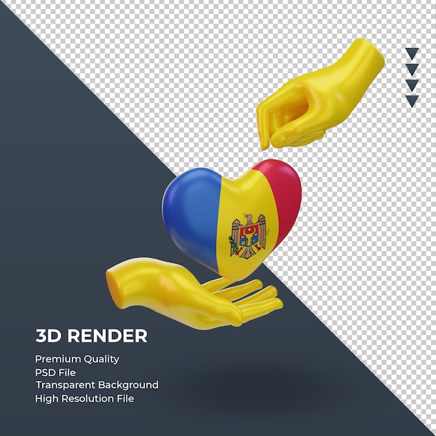 3d charity day Moldova flag rendering left view