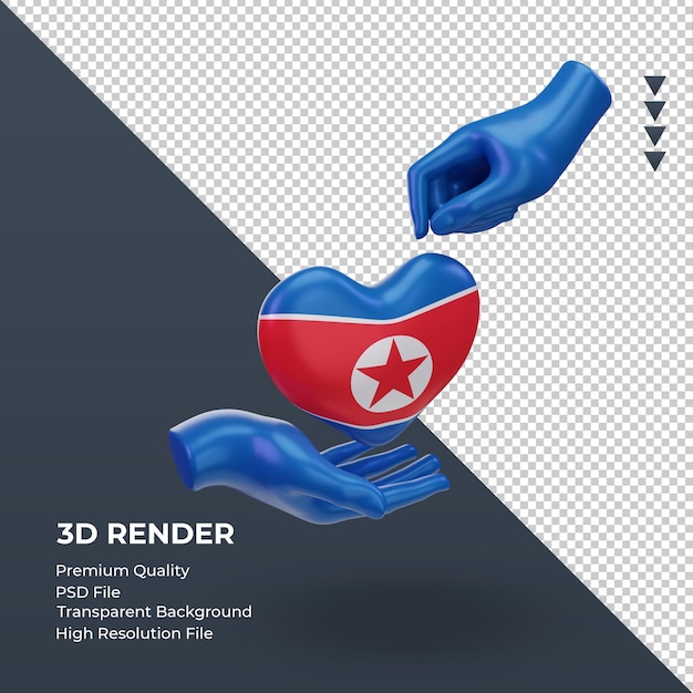 3d charity day North Korea flag rendering left view