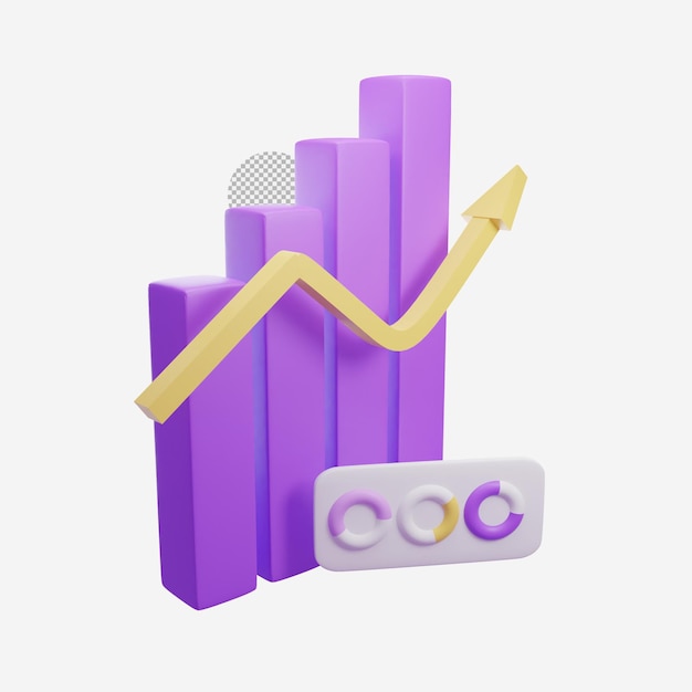 3d chart with increasing business with negative trend concept bar chart descending 3d representation